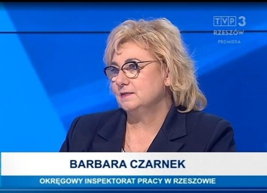 Nadinspektor pracy Barbara Czarnek w programie „Gość” TVP3 Oddział w Rzeszowie
